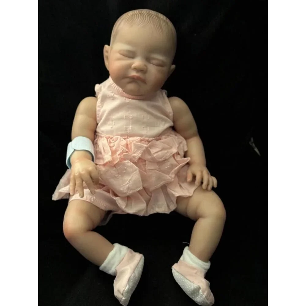🆕20inch Soft Cloth Body Newborn Baby Doll Poseable Limbs Sleeping Doll Ava Girl